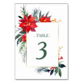 Waterverf Poinsettia Gold Lijst kerstbruiloft Kaart (Achterkant)