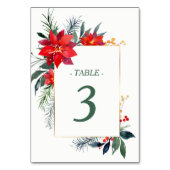 Waterverf Poinsettia Gold Lijst kerstbruiloft Kaart (Voorkant)