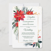 Waterverf Poinsettia Gold Lijst kerstmis Kaart (Voorkant)