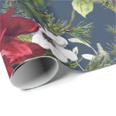 Waterverf Poinsettia, heilig, met dennenkerstfeest Cadeaupapier (Rol Hoek)