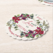 Waterverf Poinsettia, heilig, met dennenkerstfeest Kartonnen Onderzetters (Gekanteld)