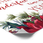 Waterverf Poinsettia, heilig, pijnlijk kerstfeest Poster (Hoek)