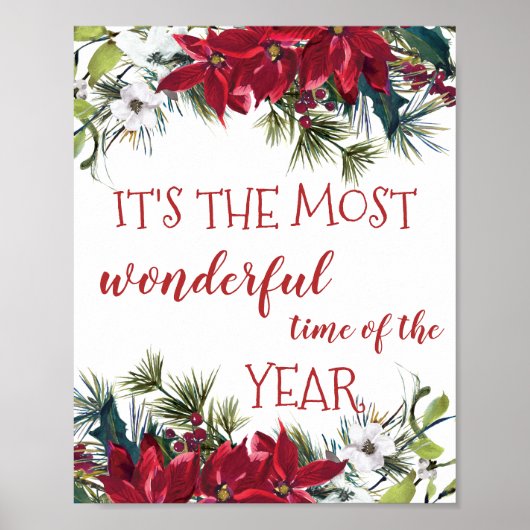Waterverf Poinsettia, heilig, pijnlijk kerstfeest Poster (Voorkant)