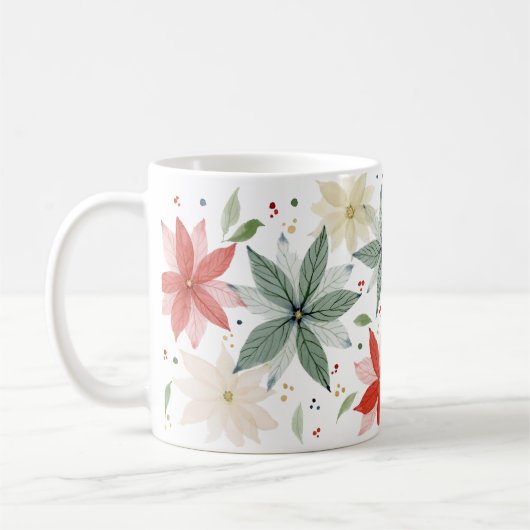 Waterverf Poinsettia Holiday Koffiemok (Links)