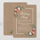 Waterverf Poinsettia Holiday Party Kraft Kaart (Voorkant / Achterkant)