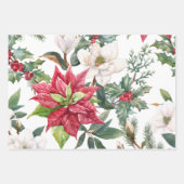 Waterverf Poinsettia Holiday Pattern Wrapping Pa Inpakpapier Vel (Voorkant 3)