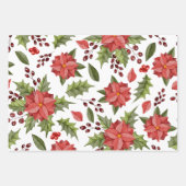 Waterverf Poinsettia Holiday Pattern Wrapping Pap Inpakpapier Vel (Voorkant 2)