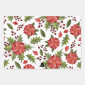 Waterverf Poinsettia Holiday Pattern Wrapping Pap Inpakpapier Vel (Voorkant)