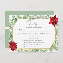 Waterverf Poinsettia Holiday Wedding RSVP Briefkaart