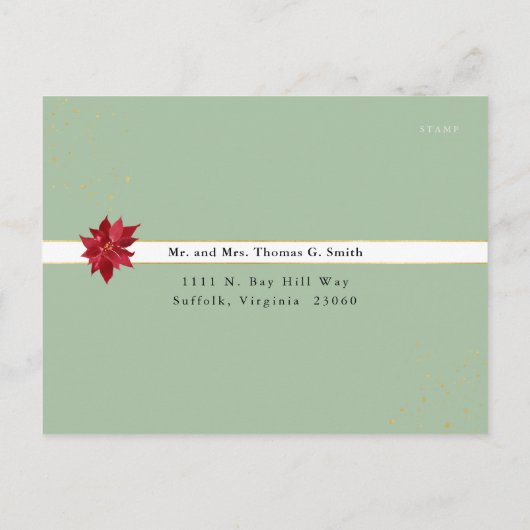 Waterverf Poinsettia Holiday Wedding RSVP Briefkaart (Achterkant)