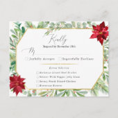 Waterverf Poinsettia Holiday Wedding RSVP Briefkaart (Voorkant)