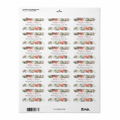 Waterverf Poinsettia Holly Berry Ivory Floral Etiket (Full Sheet)