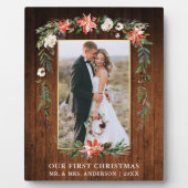 Waterverf Poinsettia Hood Onze eerste kerst Fotoplaat (Voorkant)