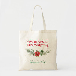 Waterverf Poinsettia Hulst Boeket Kerstmis Tote Bag