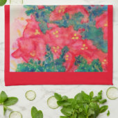 Waterverf poinsettia in kerstboom theedoek (Gevouwen)