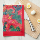 Waterverf poinsettia in kerstboom theedoek (Quarter Fold)