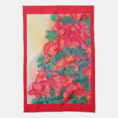 Waterverf poinsettia in kerstboom theedoek (Verticaal)