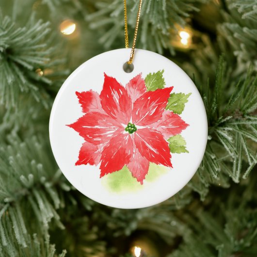 Waterverf Poinsettia Keramisch Ornament (Boom)