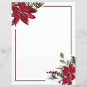 Waterverf poinsettia Kerst briefpapier (Voorkant)
