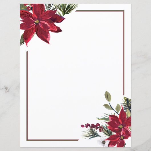 Waterverf poinsettia Kerst briefpapier (Voorkant)