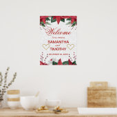 Waterverf Poinsettia Kerst Winter Bruiloft Poster (Keuken)