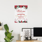 Waterverf Poinsettia Kerst Winter Bruiloft Poster (Thuiskantoor)