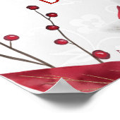 Waterverf Poinsettia Kerst Winter Bruiloft Poster (Hoek)