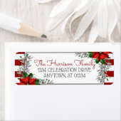 Waterverf Poinsettia kerstAdresetiketten Etiket (Insitu)