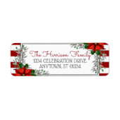 Waterverf Poinsettia kerstAdresetiketten Etiket (Voorkant)