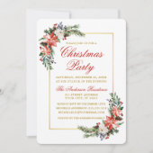 Waterverf Poinsettia Kerstfeest Gold Red Kaart (Voorkant)