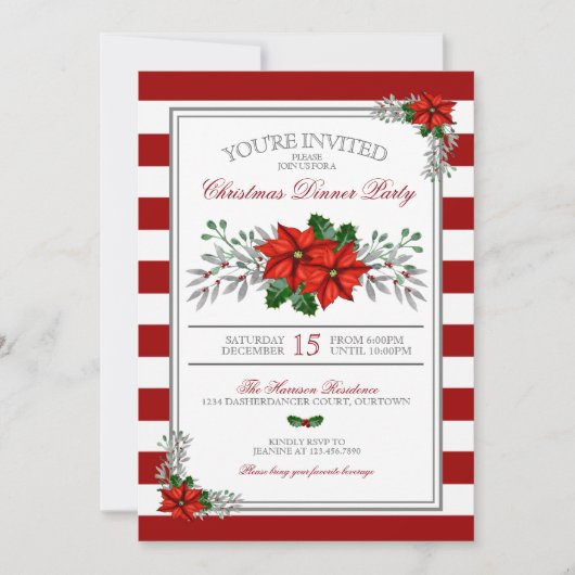 Waterverf Poinsettia kerstfeest Kaart (Voorkant)