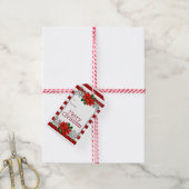 Waterverf Poinsettia Kerstmis Cadeaulabel (Met Touw)