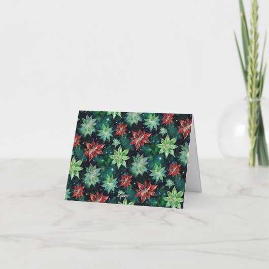 Waterverf Poinsettia Kerstmis Feestdagen Kaart (Achterkant)