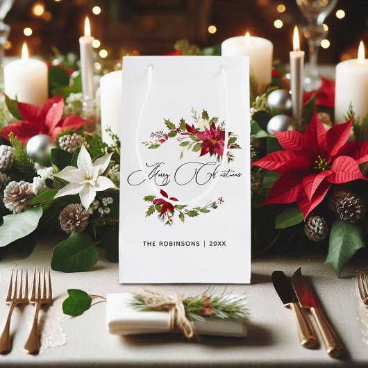 Waterverf Poinsettia Kerstmis Klein Cadeauzakje