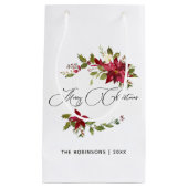 Waterverf Poinsettia Kerstmis Klein Cadeauzakje (Voorkant)