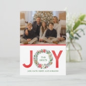 Waterverf Poinsettia Kerstmis met vreugde Feestdagenkaart (Staand voorkant)