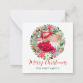 Waterverf Poinsettia Kerstmis met weesfoto's Notitiekaartje (Voorkant)