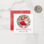 Waterverf Poinsettia Kerstmis met weesfoto's Notitiekaartje (Voorkant / Achterkant in situ)