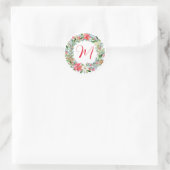 Waterverf Poinsettia Kerstmis WeesMonogram Ronde Sticker (Tas)