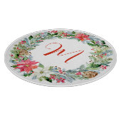 Waterverf Poinsettia Kerstmis WeesMonogram Snijplank (Hoek)