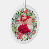 Waterverf Poinsettia Kerstmis Wreatfoto Keramisch Ornament (Rechts)