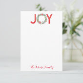 Waterverf Poinsettia Kerstmis Wreath Joy Bedankkaart (Staand voorkant)