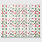 Waterverf Poinsettia Kerstmis Wreath Joy Cadeaupapier (Vlak)