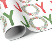 Waterverf Poinsettia Kerstmis Wreath Joy Cadeaupapier (Rol Hoek)