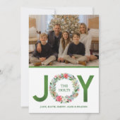 Waterverf Poinsettia Kerstmis Wreath Joy Feestdagenkaart (Voorkant)