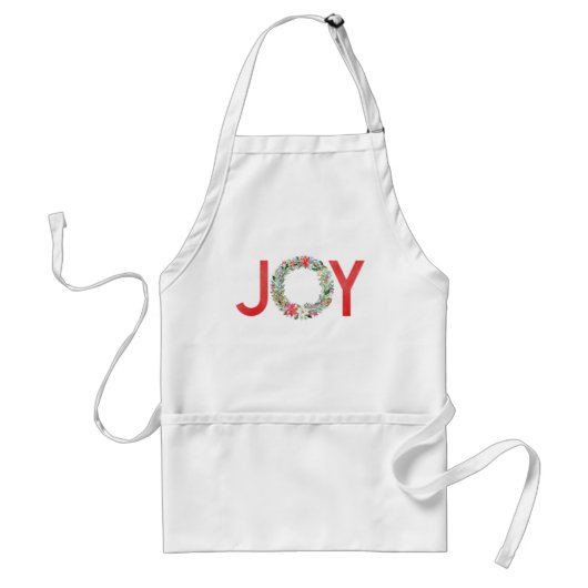 Waterverf Poinsettia Kerstmis Wreath Joy Standaard Schort (Voorkant)