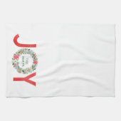 Waterverf Poinsettia Kerstmis Wreath Joy Theedoek (Horizontaal)