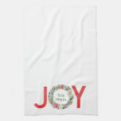 Waterverf Poinsettia Kerstmis Wreath Joy Theedoek (Verticaal)