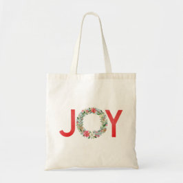 Waterverf Poinsettia Kerstmis Wreath Joy Tote Bag