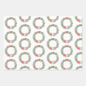 Waterverf Poinsettia Kerstmis Wreaths Inpakpapier Vel (Voorkant)